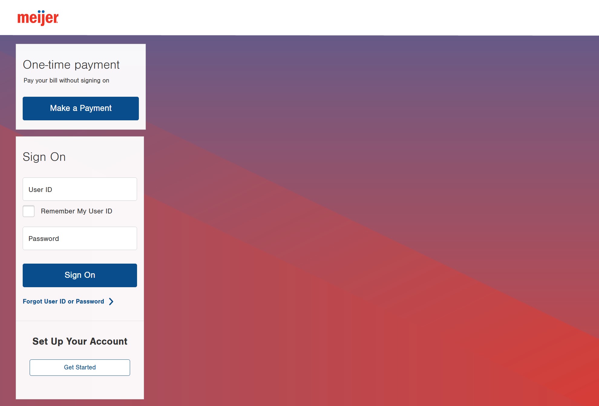 Meijer credit card login page